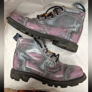 Rare John Fluevog Pink Derby Swirl Boots